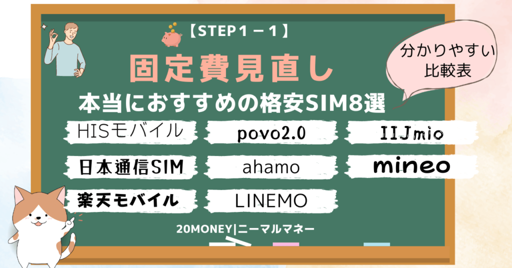 「格安SIM乗り換えおすすめ8選」比較表画像