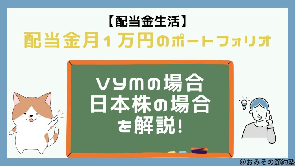 配当金月１万円のポートフォリオのイラストです。